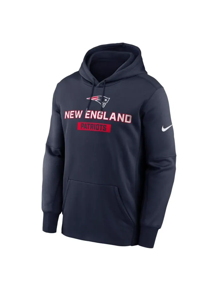 Nike Мужская темно-синяя толстовка с капюшоном New England Patriots Toss Sweep Performance Pullover — изображение 2 из 3