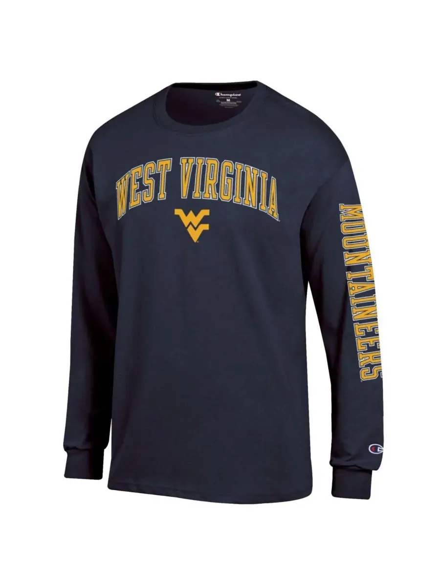 Champion Мужская темно-синяя футболка с длинным рукавом West Virginia Mountaineers Arch Over Logo — изображение 3 из 3