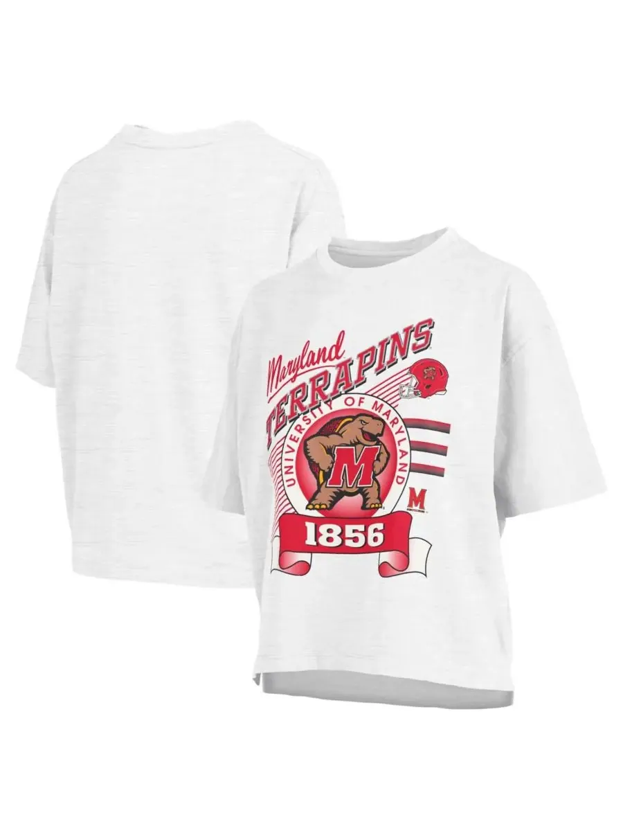 Pressbox Женская белая футболка Maryland Terrapins Rock Roll Slub
