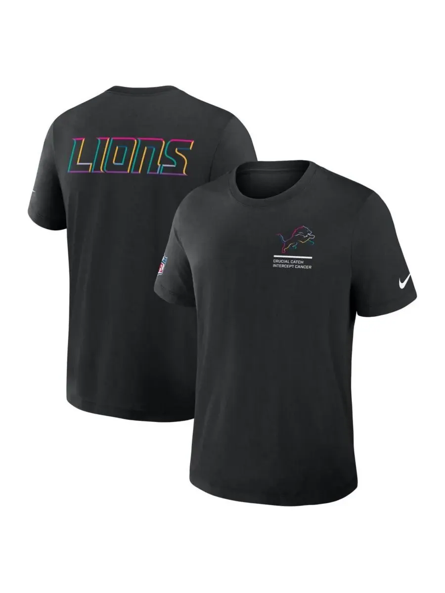 Nike Мужская черная футболка Detroit Lions Tall 2025 NFL Crucial Catch Tri-Blend Dri-FIT
