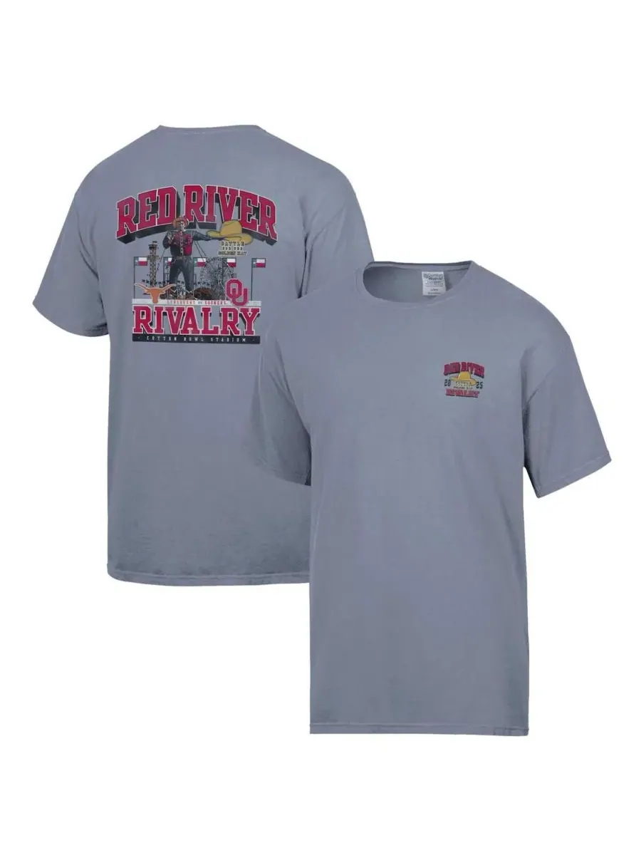 Comfortwash Мужская серая футболка Texas Longhorns vs. Oklahoma Sooners Red River Rivalry Big Tex