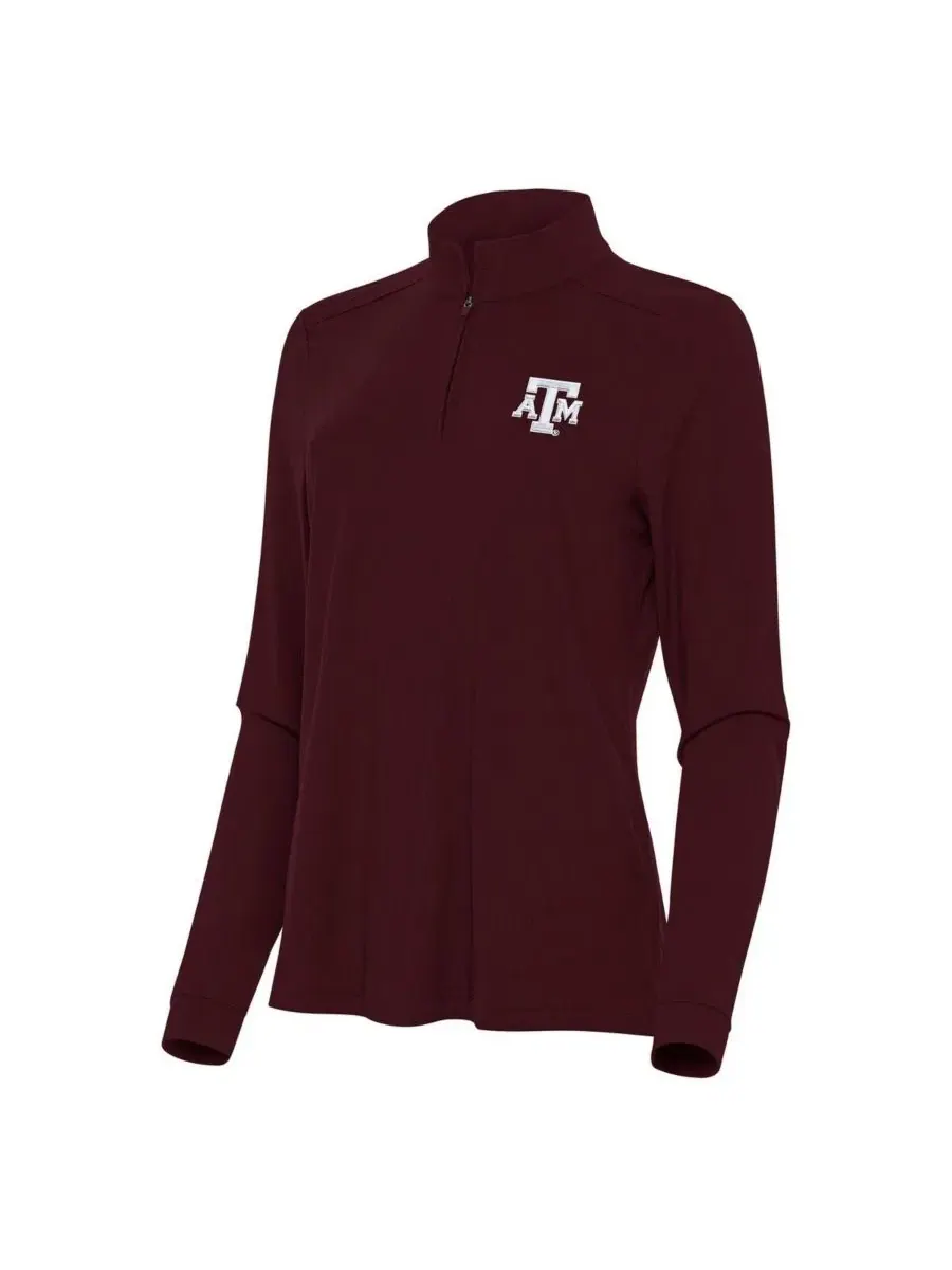 Женская бордовая футболка с застежкой-молнией Texas A&M Aggies Intent Quarter-Zip Antigua