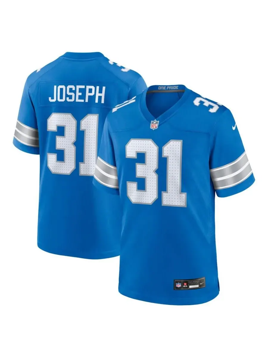 Nike Мужская синяя игровая футболка команды Detroit Lions Керби Джозефа