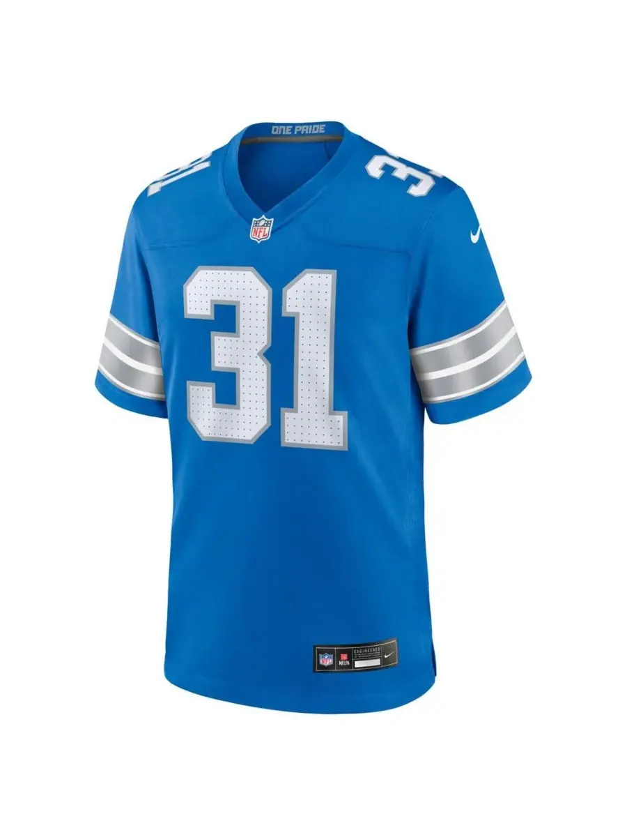 Nike Мужская синяя игровая футболка команды Detroit Lions Керби Джозефа — изображение 2 из 3, синий