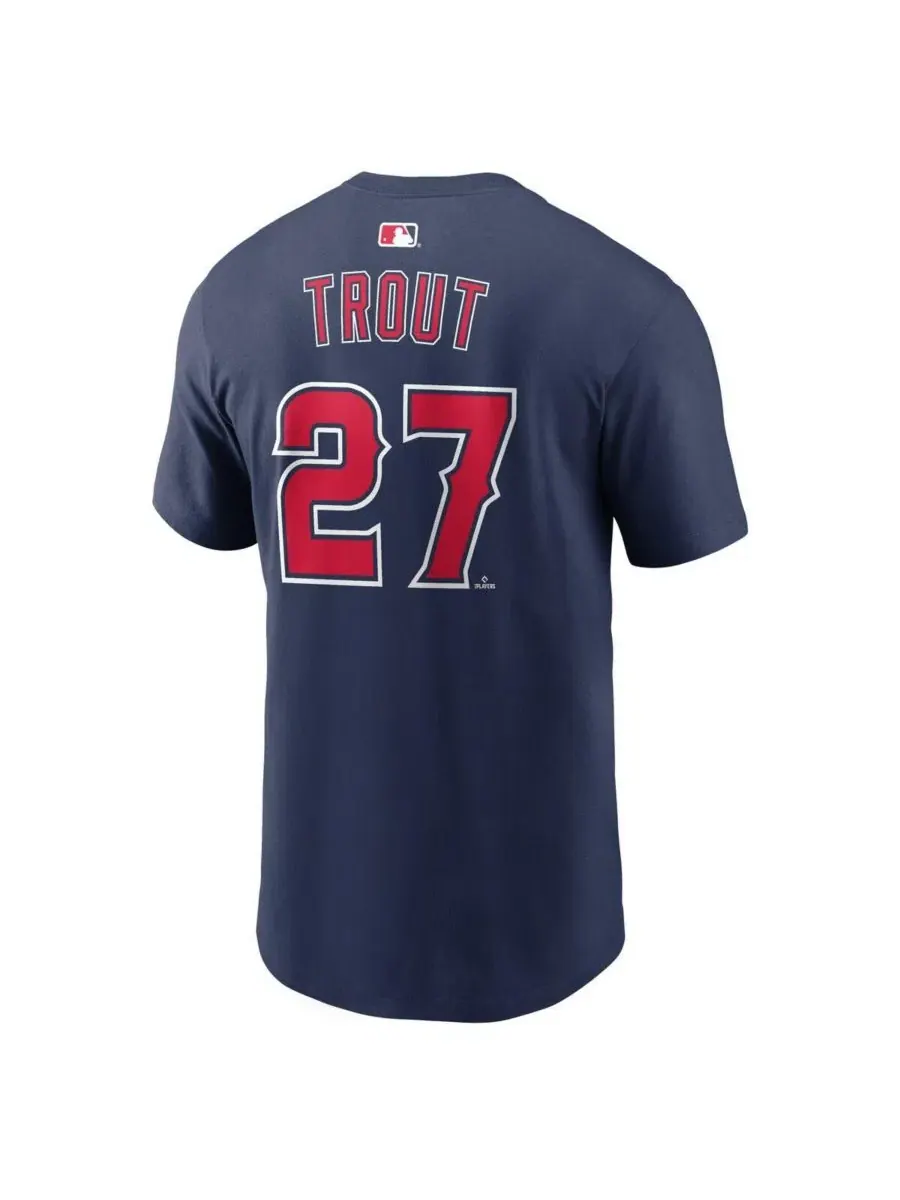 Футболка с принтом Mike Trout Name & Number Nike — изображение 3 из 3, темно-синий