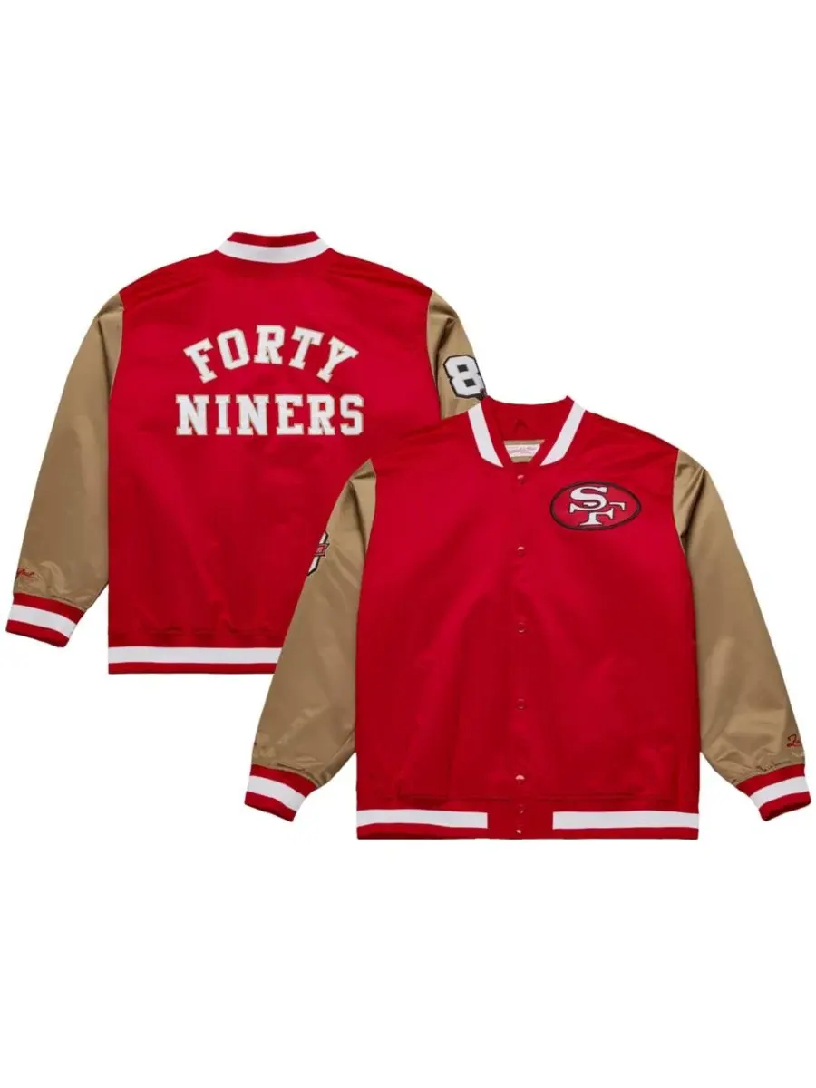 Куртка-бомбер с принтом San Francisco 49ers 80th Anniversary Heavyweight Satin Full-snap Mitchell &