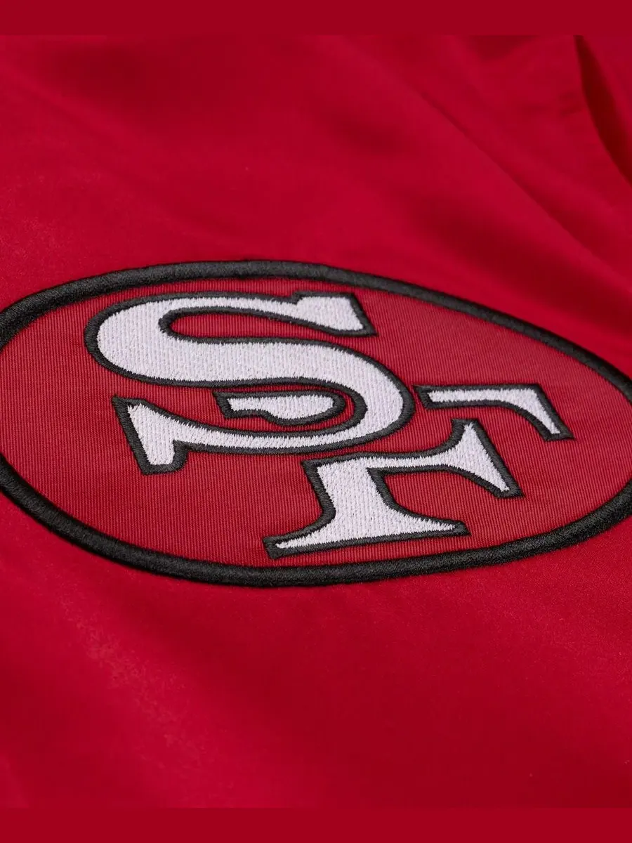 Куртка-бомбер с принтом San Francisco 49ers 80th Anniversary Heavyweight Satin Full-snap Mitchell & — изображение 3 из 7