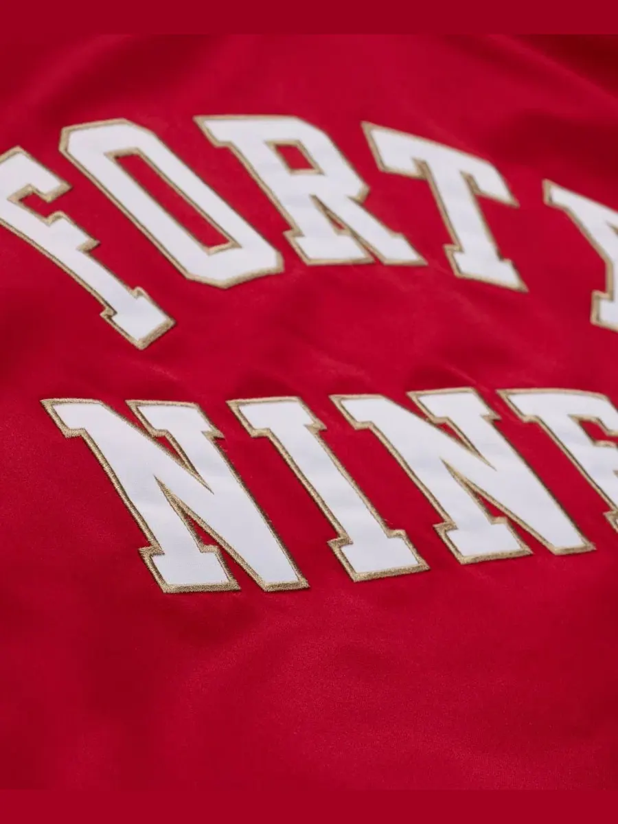 Куртка-бомбер с принтом San Francisco 49ers 80th Anniversary Heavyweight Satin Full-snap Mitchell & — изображение 5 из 7