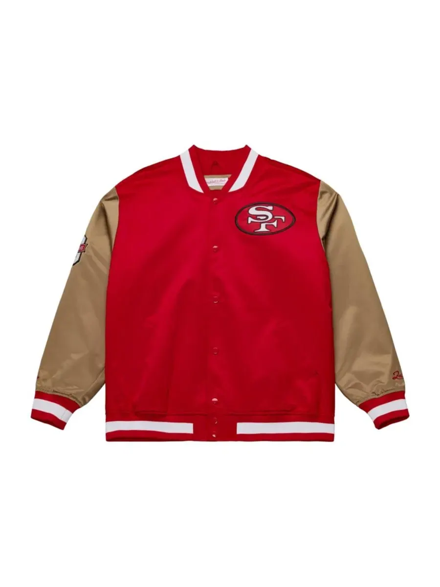 Куртка-бомбер с принтом San Francisco 49ers 80th Anniversary Heavyweight Satin Full-snap Mitchell & — изображение 6 из 7