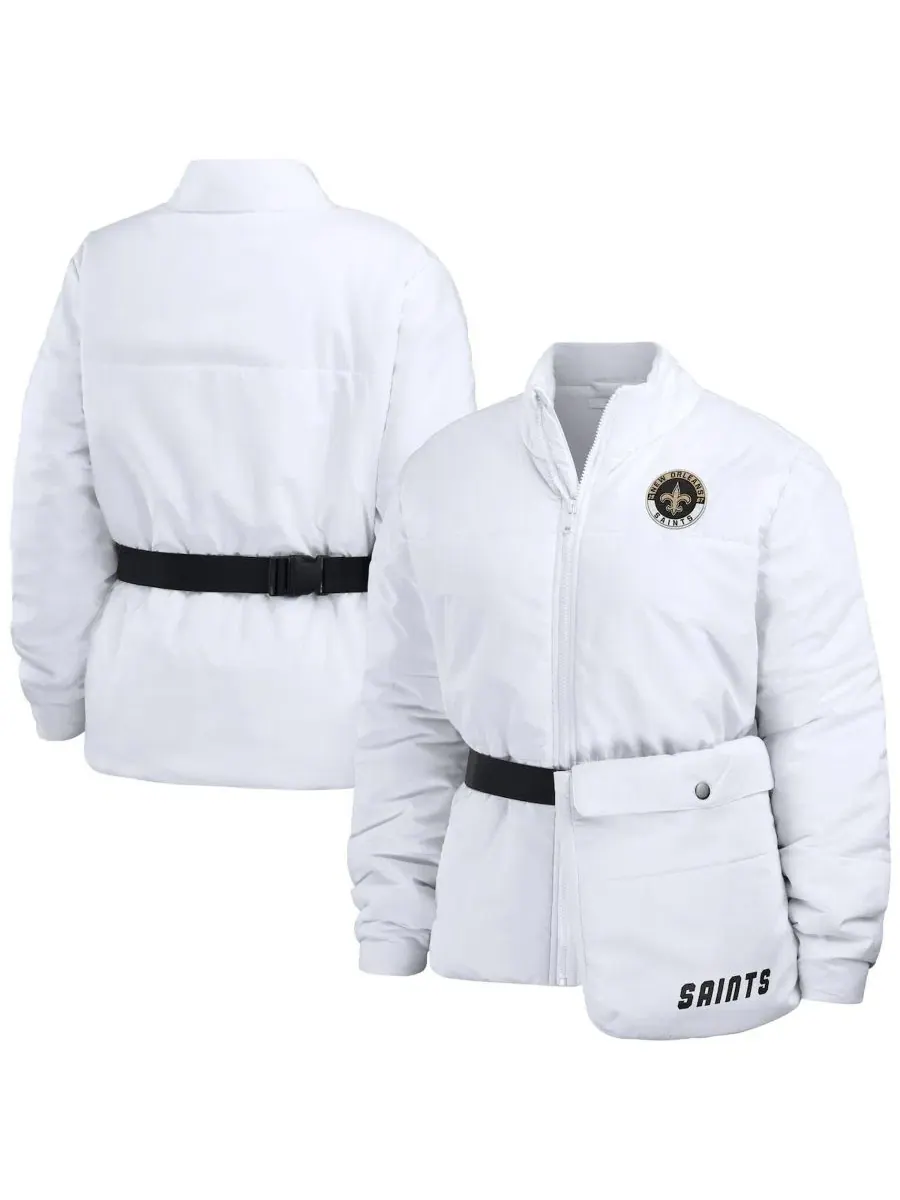 Куртка-пуховик с утяжкой и поясом, с эмблемой New Orleans Saints WEAR by Erin Andrews