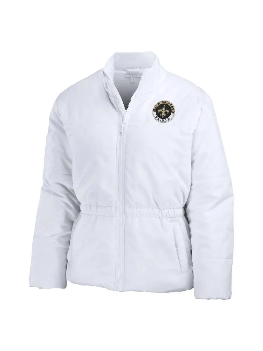 Куртка-пуховик с утяжкой и поясом, с эмблемой New Orleans Saints WEAR by Erin Andrews — изображение 4 из 5, белый