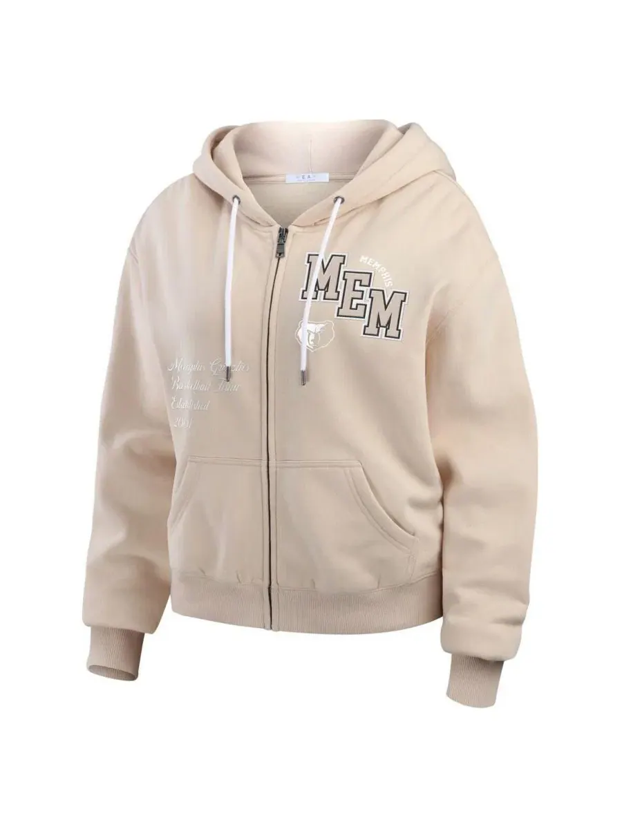 Женский худи с капюшоном на молнии с фетровыми аппликациями WEAR by Erin Andrews — изображение 2 из 7, бежевый