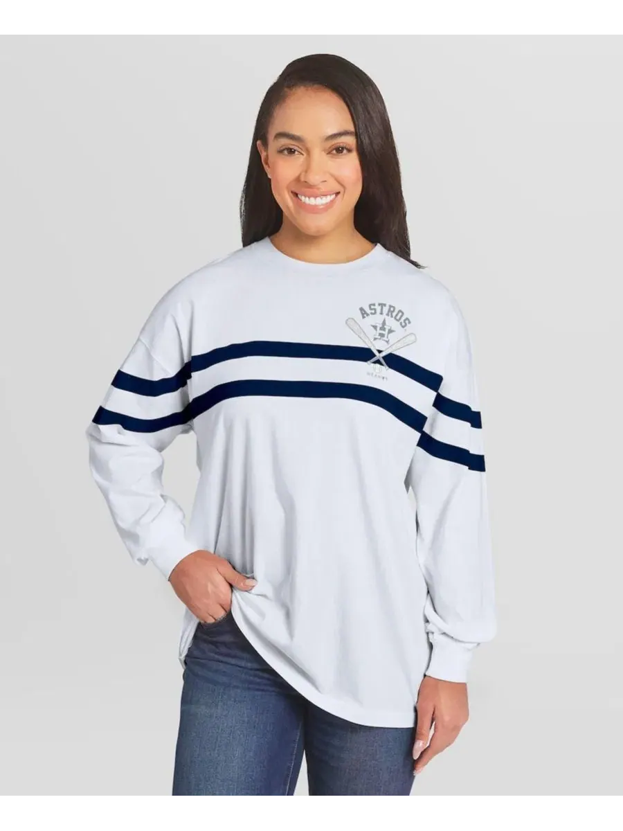 Женская футболка оверсайз с длинным рукавом и полосами, Houston Astros WEAR by Erin Andrews