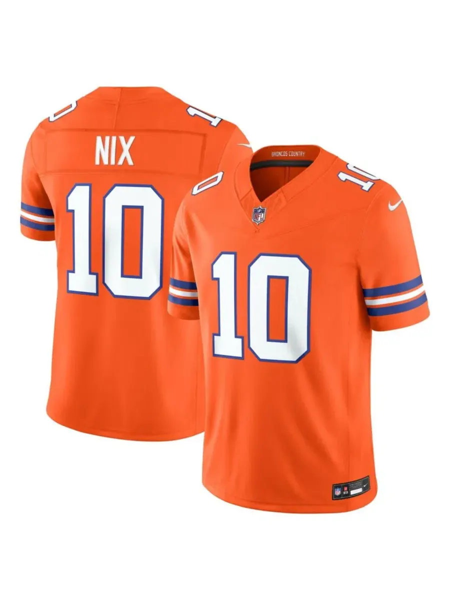 Мужская футболка с длинным рукавом с принтом Bo Nix Denver Broncos Alternate Mile High Collection