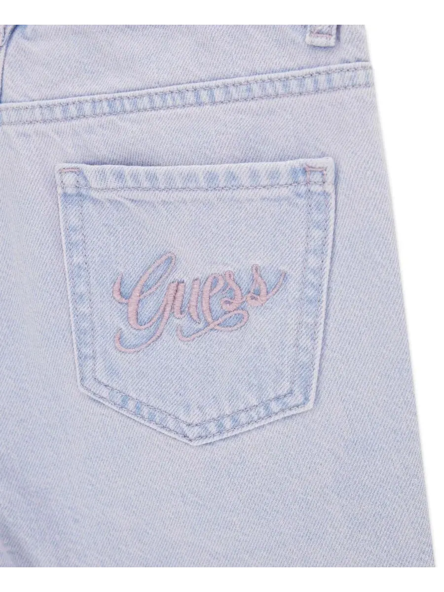 Шорты джинсовые оверсайз с вышивкой GUESS — изображение 3 из 3, светлый синий