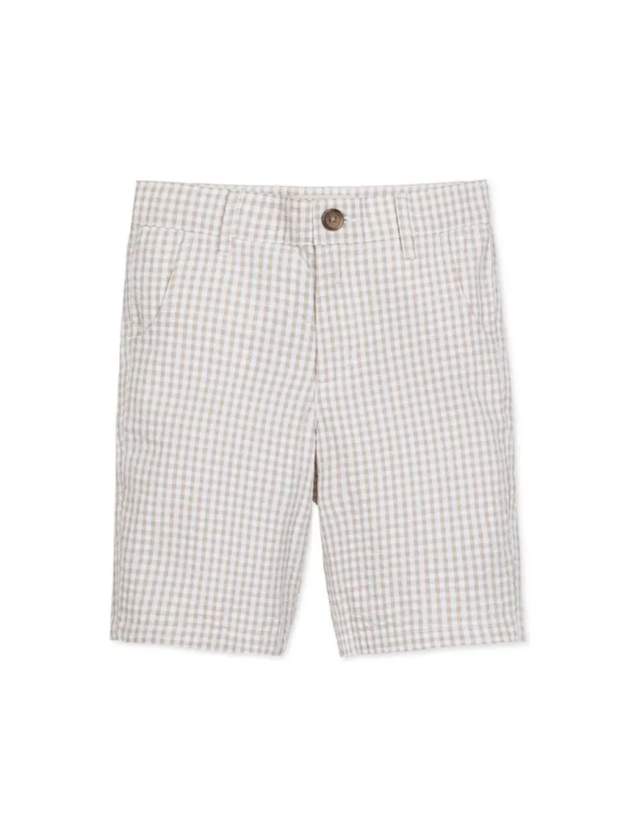 Детские шорты из органического сирсакера для мальчиков Hope & Henry, Taupe Gingham Seersucker