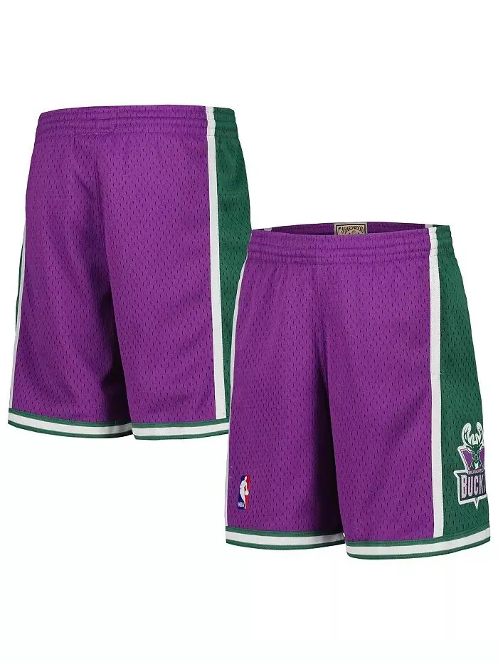 Большие мальчики и девочки Фиолетовые шорты Milwaukee Bucks Hardwood Classics Swingman Mitchell &