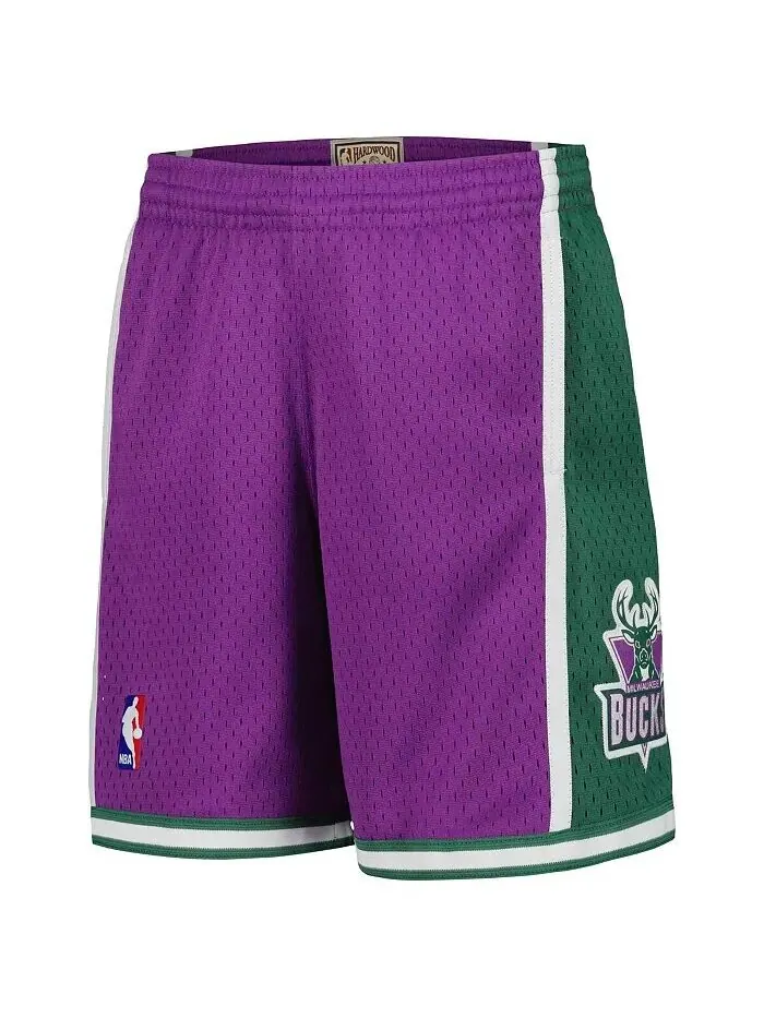 Большие мальчики и девочки Фиолетовые шорты Milwaukee Bucks Hardwood Classics Swingman Mitchell & — изображение 2 из 3