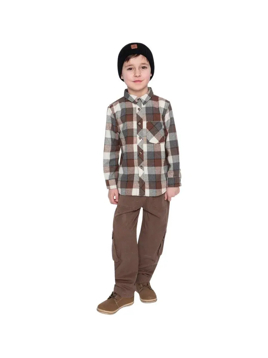 Штаны из твила с карго-карманами Boys Must-Haves Deux par Deux — изображение 5 из 6, коричневый