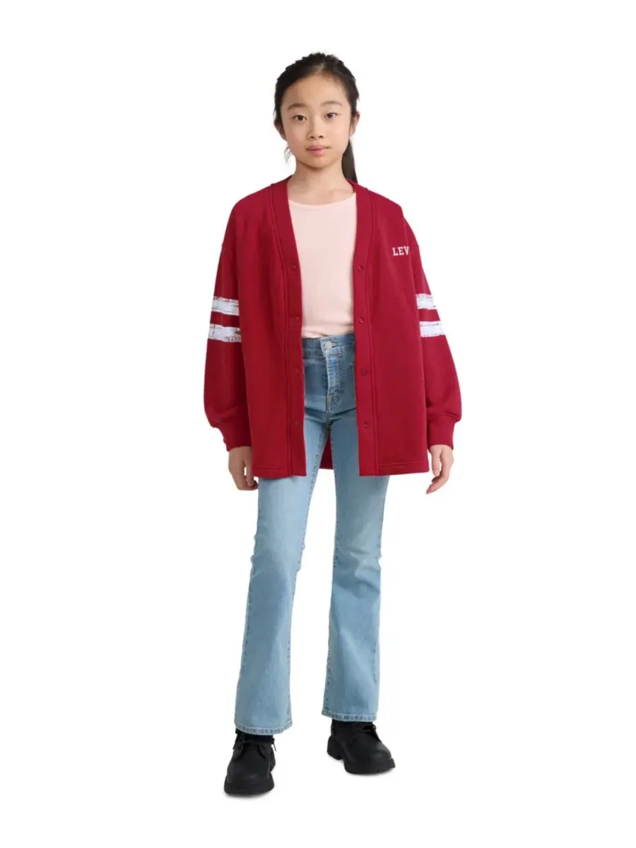 Детский флисовый кардиган в спортивном стиле Levi's — изображение 2 из 8, бордовый