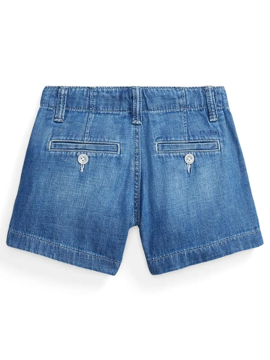 Джинсовые шорты с застежкой-молнией для девочек, размеры 2T-6X Polo Ralph Lauren — изображение 2 из 3, синий