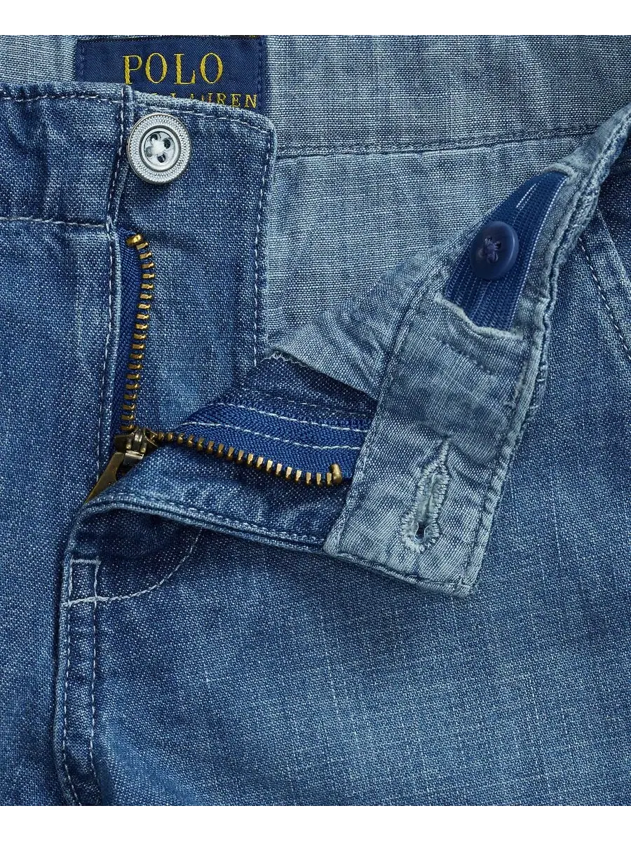 Джинсовые шорты с застежкой-молнией для девочек, размеры 2T-6X Polo Ralph Lauren — изображение 3 из 3, синий
