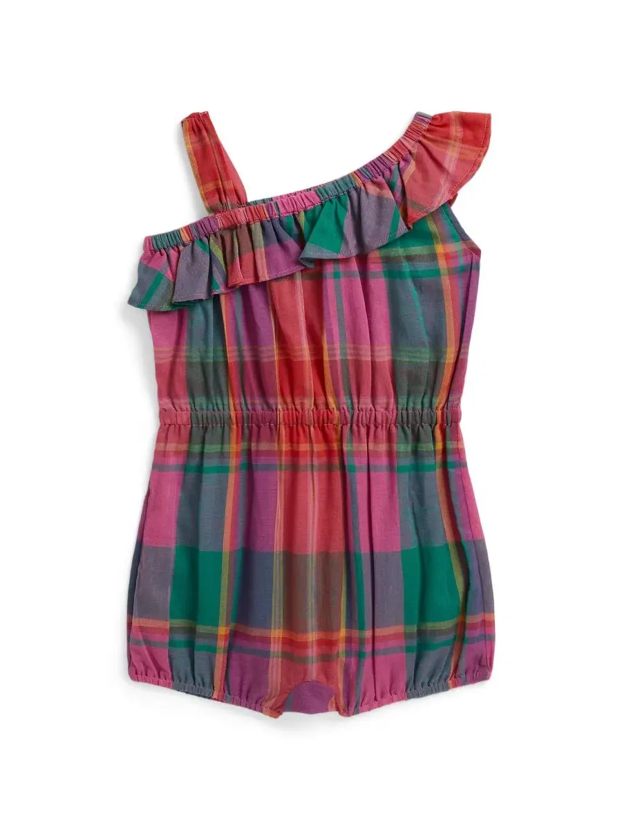 Шорты в клетку с рюшами для маленьких девочек Polo Ralph Lauren — изображение 2 из 3, розовый/зеленый