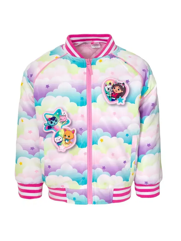 Маленькие девочки Dreamworks Varsity Zip Up Bomber Jacket Gabby'S Dollhouse