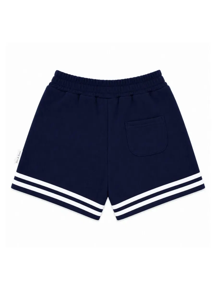 Шорты с полосками Varsity Navy/White Bits & Bows — изображение 3 из 4, темно-синий/белый