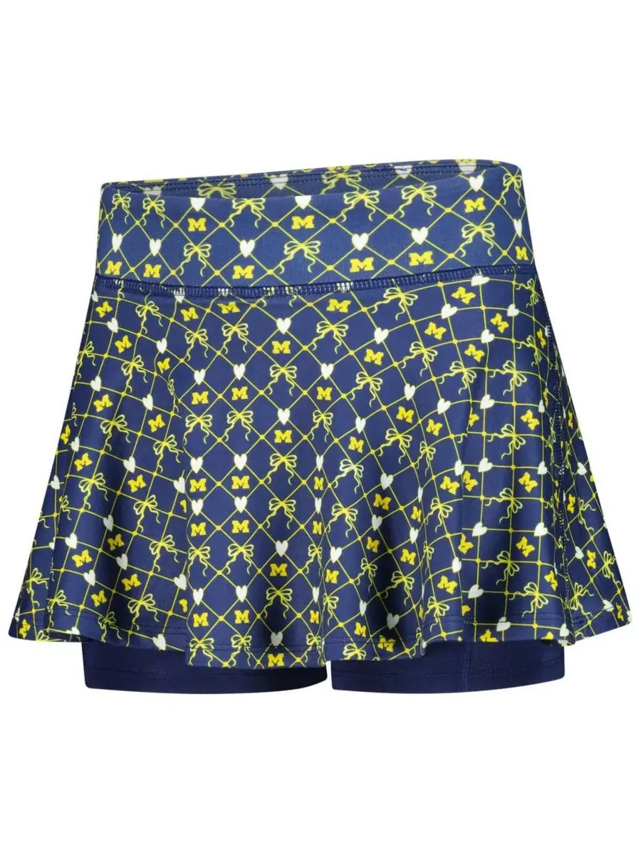 Юбка-шорты с принтом Michigan Wolverines, модель All-Over Print Bow Team Logo ZooZatz — изображение 2 из 3, темно-синий