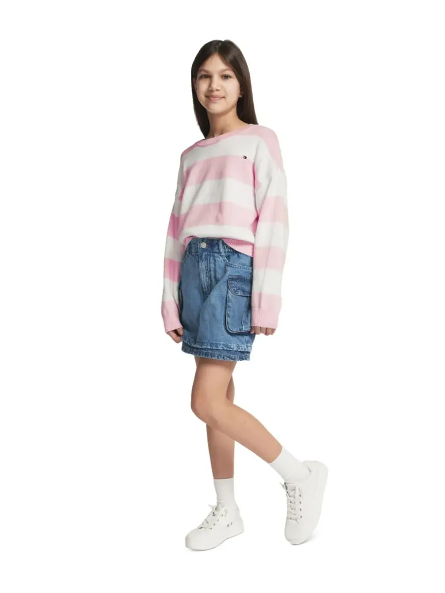 Джинсовая юбка-шорты для девочек 7-16 лет Tommy Hilfiger — изображение 2 из 7, синий