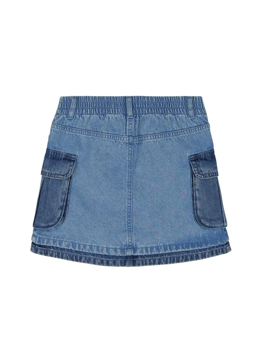 Джинсовая юбка-шорты для девочек 7-16 лет Tommy Hilfiger — изображение 4 из 7, синий