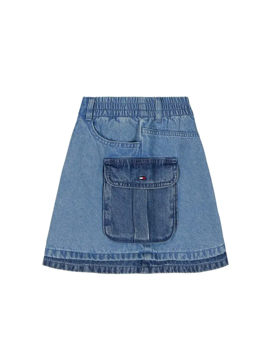 Джинсовая юбка-шорты для девочек 7-16 лет Tommy Hilfiger — изображение 5 из 7, синий