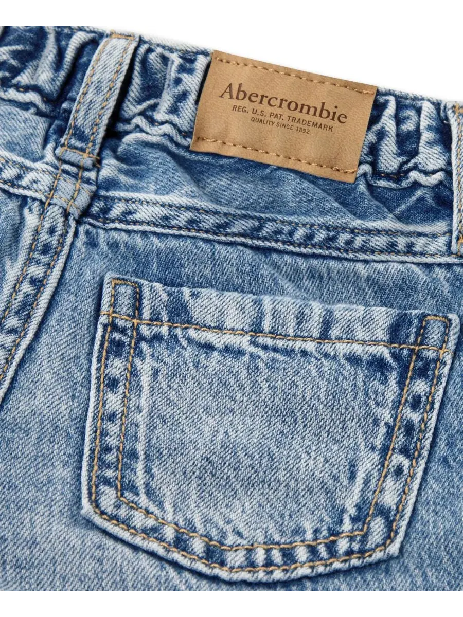 Джинсы с заниженной посадкой и принтом в виде сердечек, свободного кроя abercrombie kids — изображение 3 из 5, синий