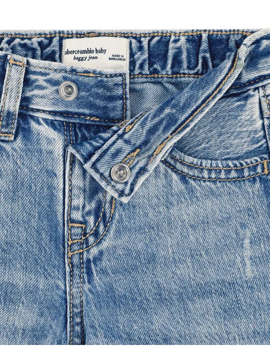 Джинсы с заниженной посадкой и принтом в виде сердечек, свободного кроя abercrombie kids — изображение 4 из 5, синий