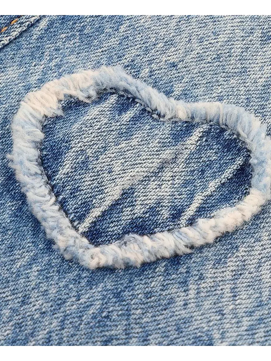 Джинсы с заниженной посадкой и принтом в виде сердечек, свободного кроя abercrombie kids — изображение 5 из 5, синий