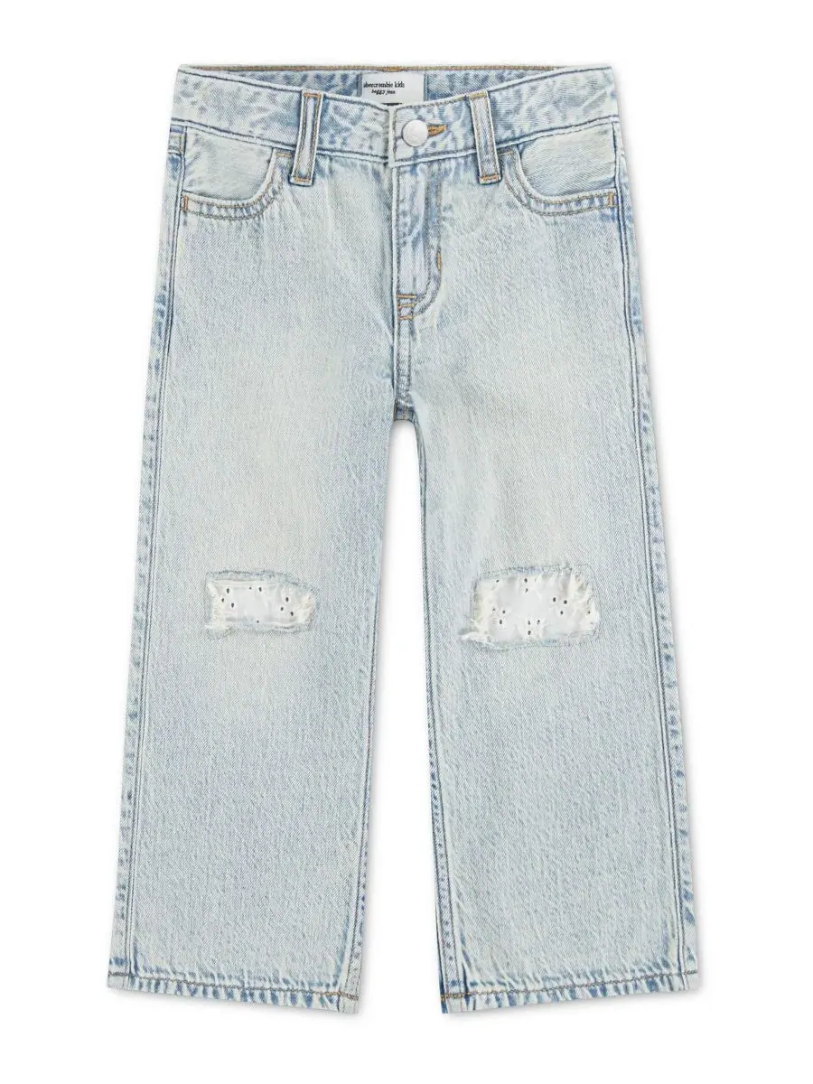 Детские джинсы свободного кроя с люверсами, модель Eyelet Baggy abercrombie kids