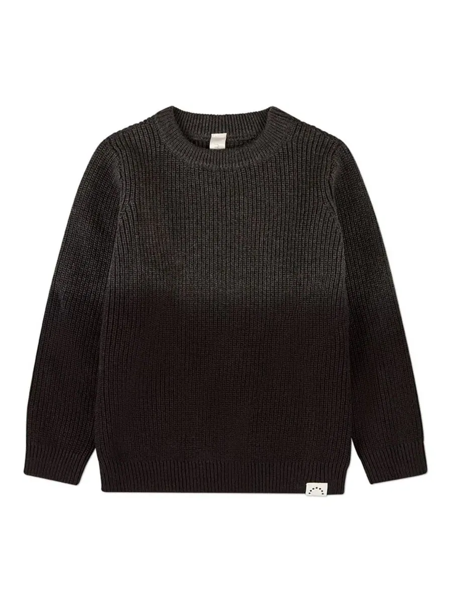 Детский пуловер с омбре-градиентом, модель Ombre Crewneck Pullover MeMoi — изображение 1 из 3, черный-темно-серый