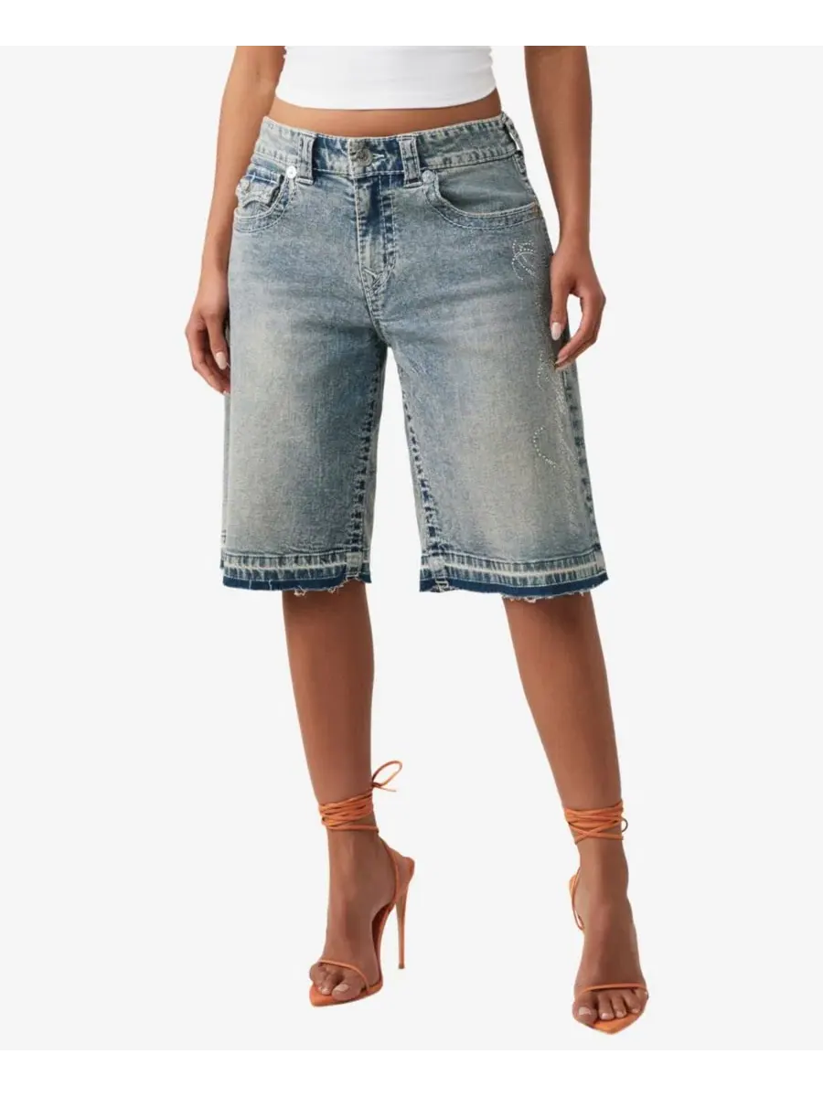 Джинсовые шорты-джорт свободного кроя Jessie Big T Flap True Religion, Lazy Shine