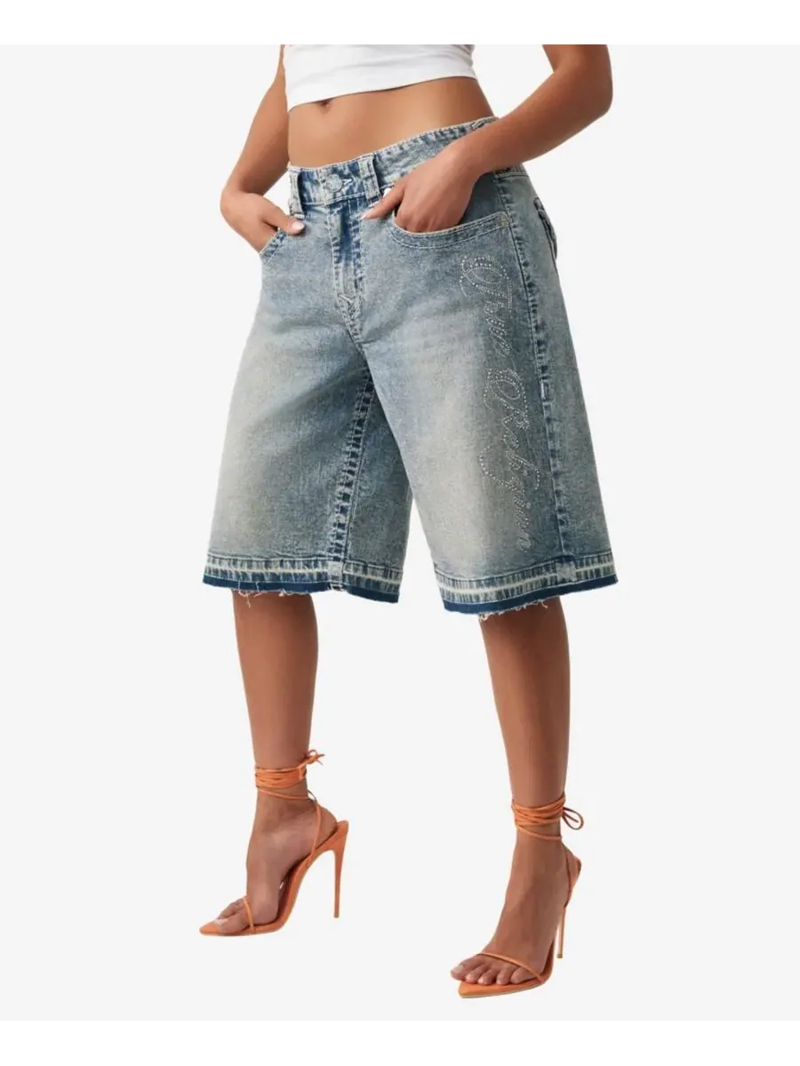 Джинсовые шорты-джорт свободного кроя Jessie Big T Flap True Religion, Lazy Shine — изображение 2 из 3