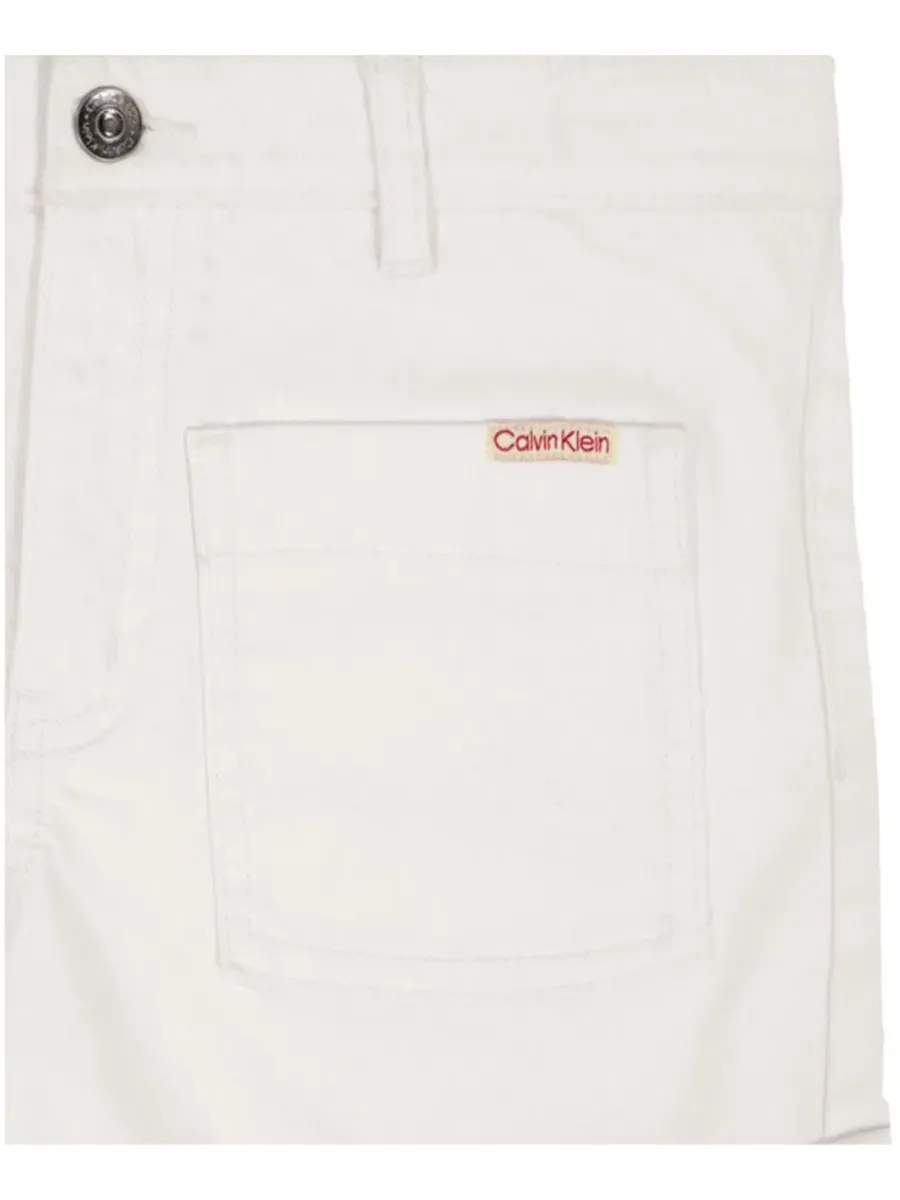 Джинсовые шорты с отворотами для девочек 7-16 лет Calvin Klein — изображение 6 из 8, белый