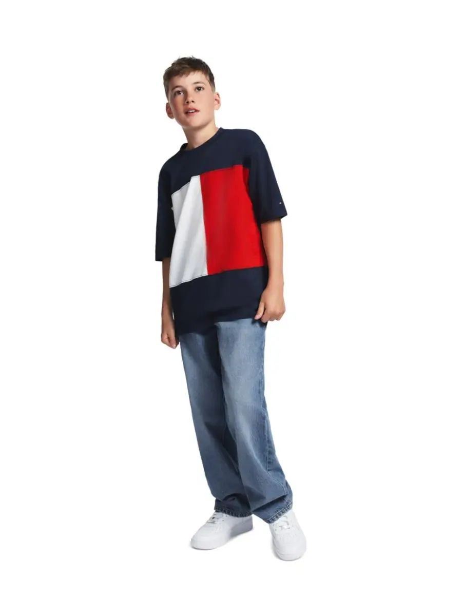 Джинсы свободного кроя с прямыми штанинами, модель Straight-Leg Logo Tommy Hilfiger — изображение 2 из 7, серый