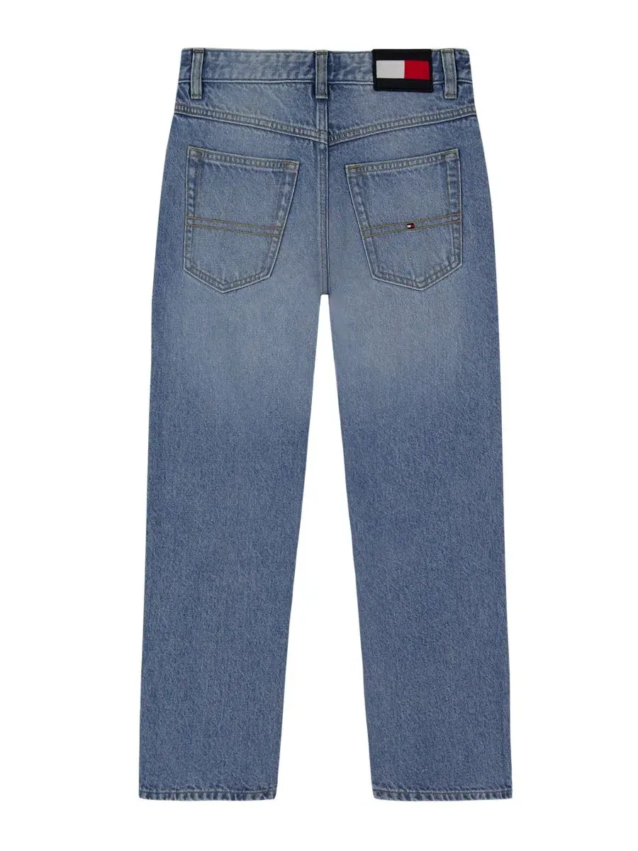 Джинсы свободного кроя с прямыми штанинами, модель Straight-Leg Logo Tommy Hilfiger — изображение 4 из 7, серый