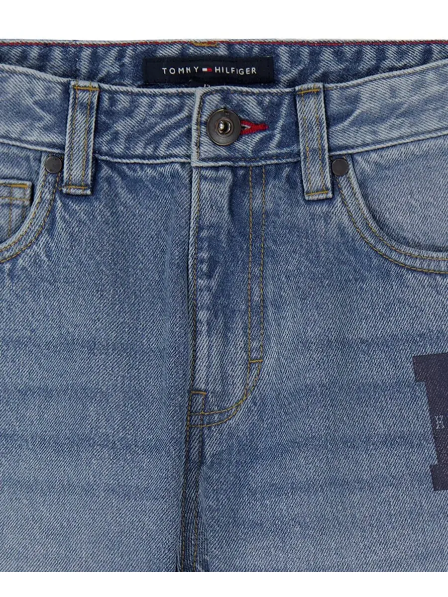 Джинсы свободного кроя с прямыми штанинами, модель Straight-Leg Logo Tommy Hilfiger — изображение 5 из 7, серый