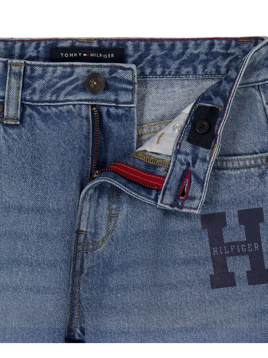 Джинсы свободного кроя с прямыми штанинами, модель Straight-Leg Logo Tommy Hilfiger — изображение 6 из 7, серый