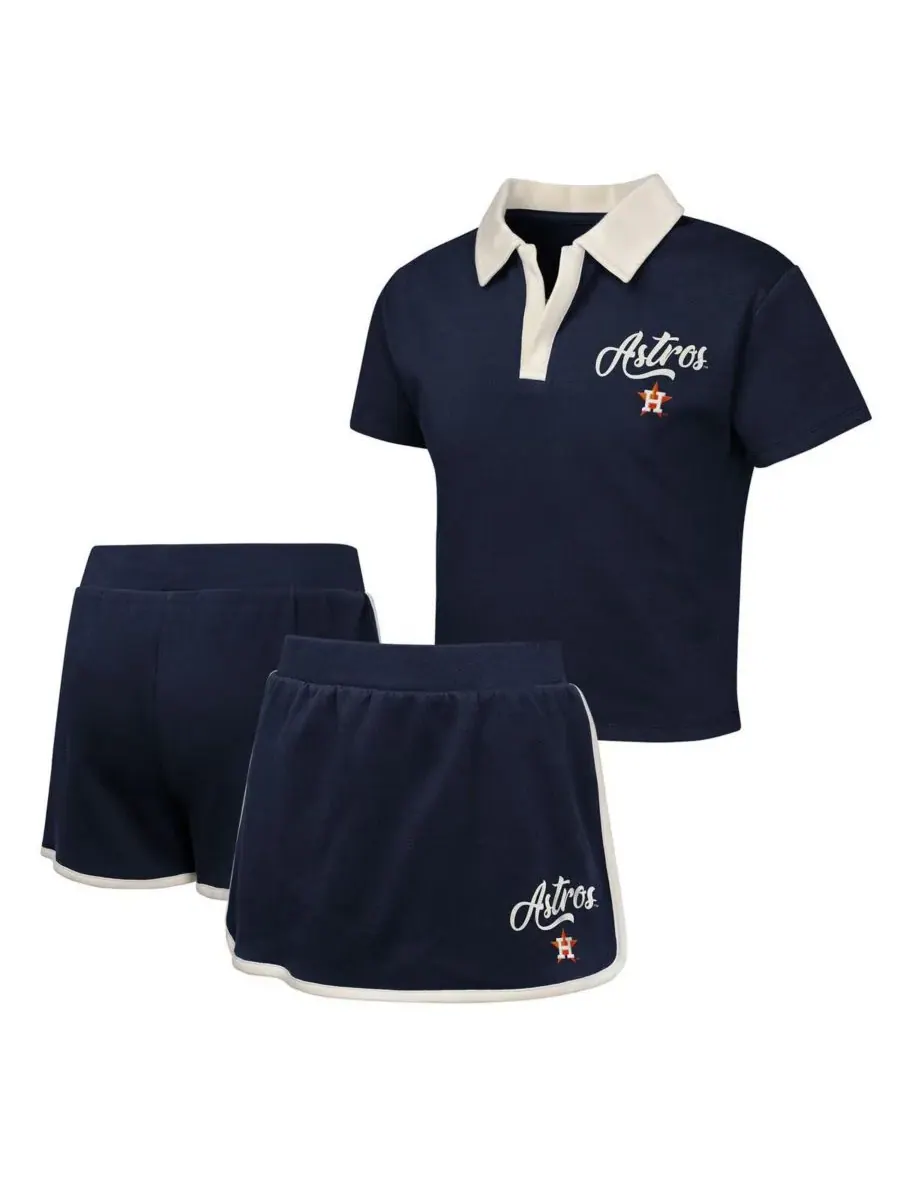 Outerstuff Комплект из двух предметов для девочек: темно-синий поло Houston Astros Base Trainer