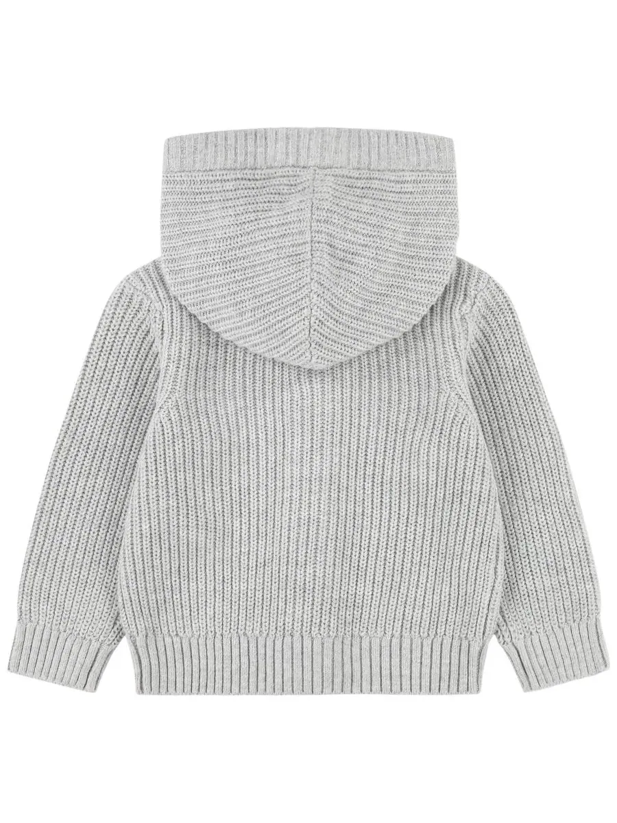 Детский кардиган-худи с капюшоном, на пуговицах, с длинным рукавом abercrombie kids — изображение 2 из 3, светлый серый