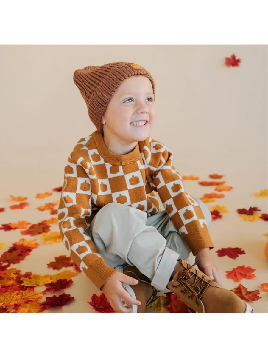 Свитер с принтом Pumpkin Checkers Sweet Wink — изображение 4 из 5, оранжевый