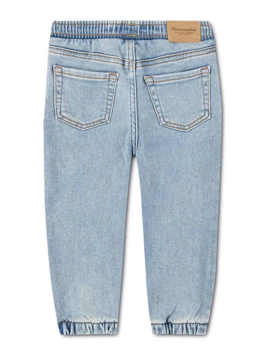 Детские джинсы-мальчики из денима с жаккардовым рисунком Abercrombie Kids — изображение 2 из 3, синий