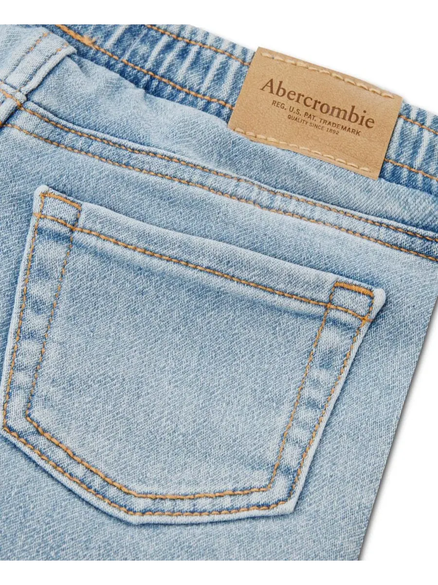 Детские джинсы-мальчики из денима с жаккардовым рисунком Abercrombie Kids — изображение 3 из 3, синий